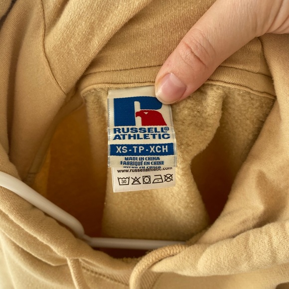 Russel Athletic Cropped Cutton Mike Sand Hoodie - Picture 6 of 6